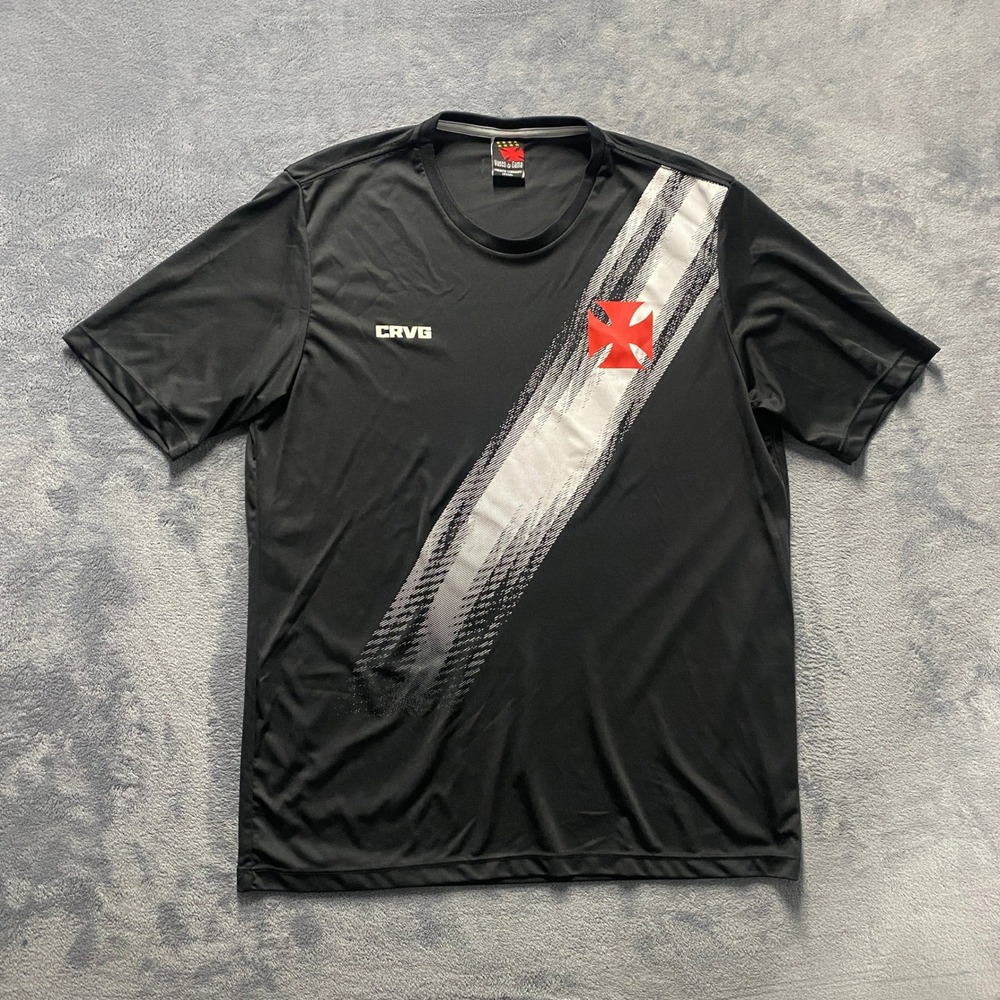 Braziline Vasco da Gama Soccer Jersey Mens Large Black CRVG Sash Graphic Shirt